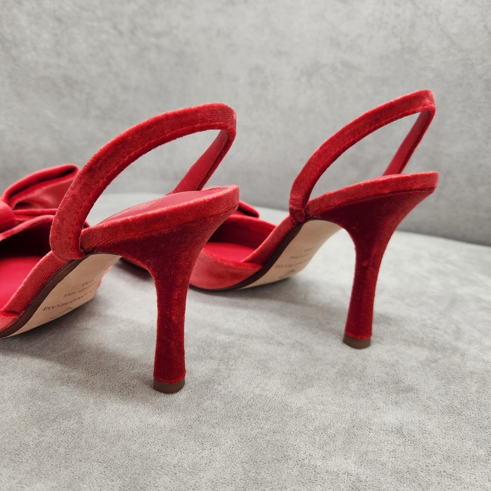 Antonio Melani Slingback Pumps 6 Red Scarlet Velvet Gentry Bow Pointy New $110 - Picture 10 of 15